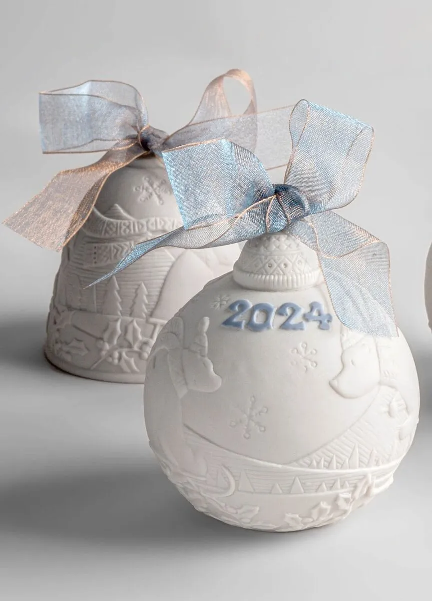 Set of 2 x Lladró 2024 Christmas Ornaments – Blue Edition (Total of 4 Pieces) SKU: 01018480_01018478