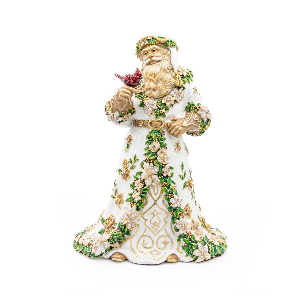 Jay Strongwater Floral Santa Claus Statue – Golden Robe Christmas Figurine SKU: SDH2608-232
