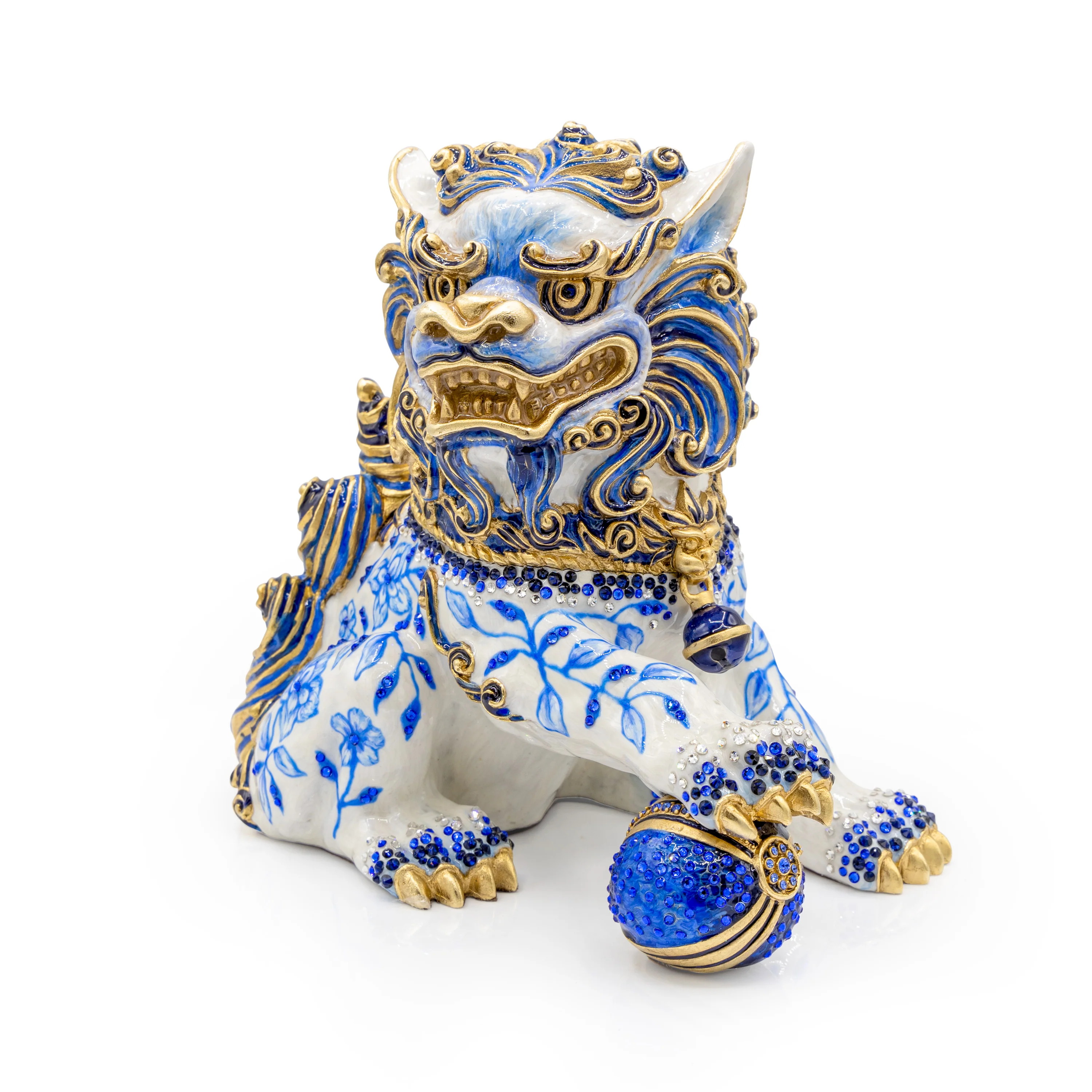 Jay Strongwater Shi Foo Dog Chinoiserie Figurine – Hand-Enameled with Over 690 Crystals SKU: SDH2609-253