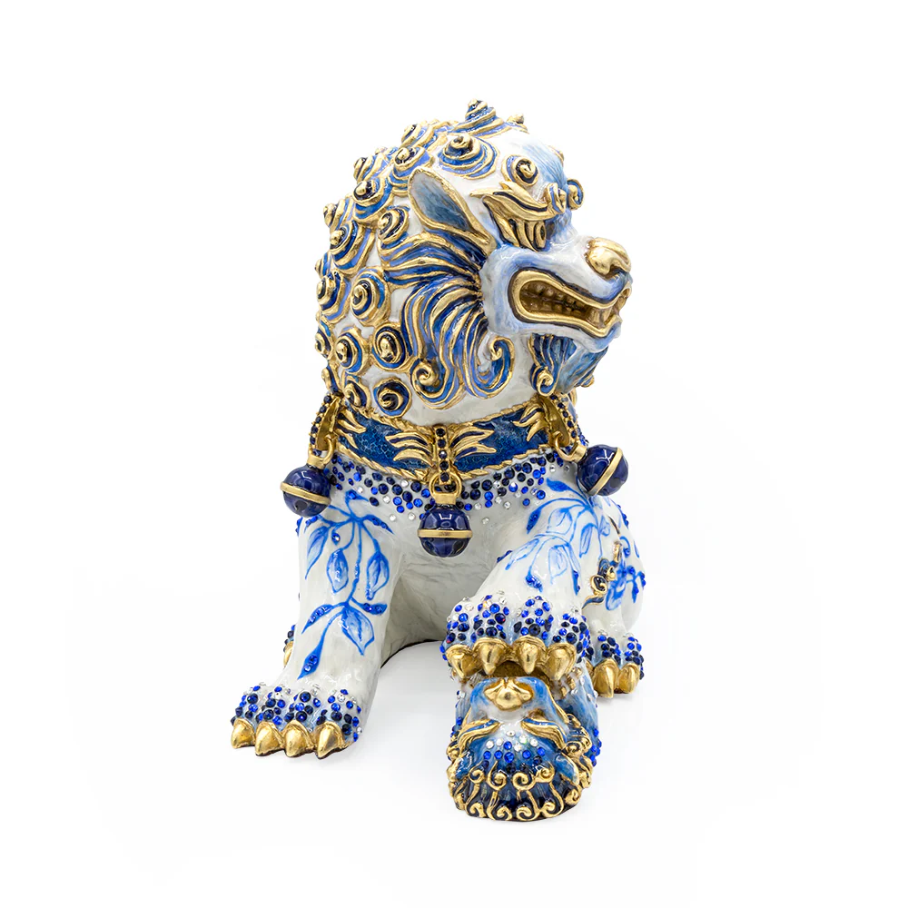 Jay Strongwater Yin Foo Dog Chinoiserie Figurine – Handcrafted Art with Over 690 Crystals SKU: SDH2610-253