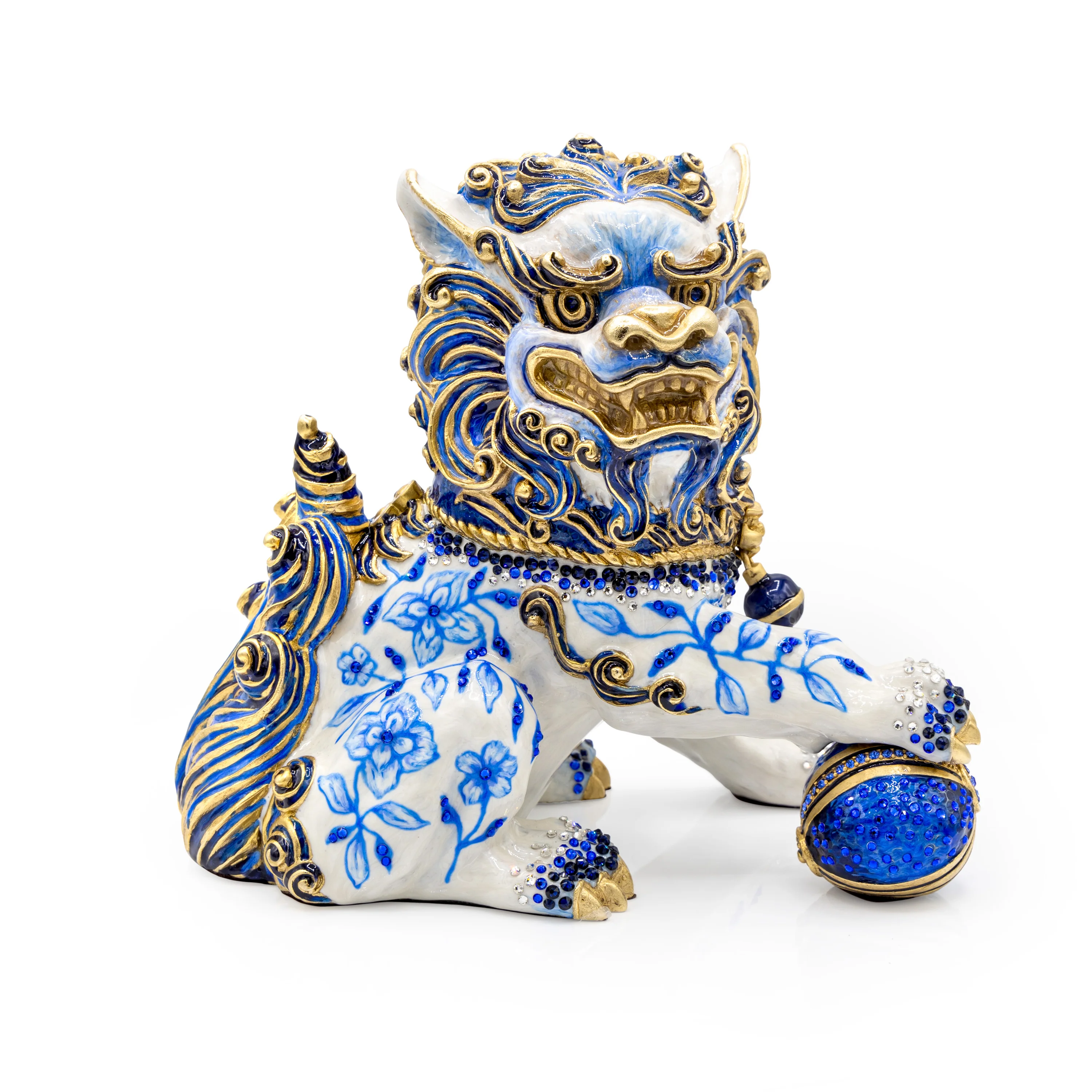 Jay Strongwater Shi Foo Dog Chinoiserie Figurine – Hand-Enameled with Over 690 Crystals SKU: SDH2609-253