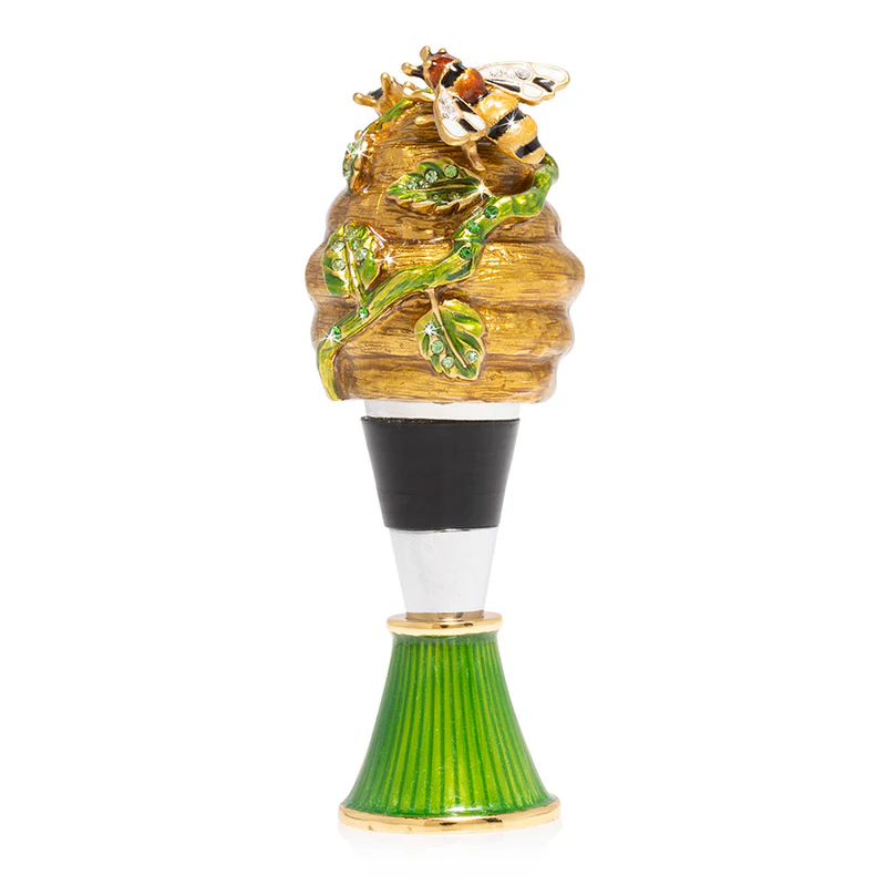 Jay Strongwater Mead Beehive Wine Stopper & Stand