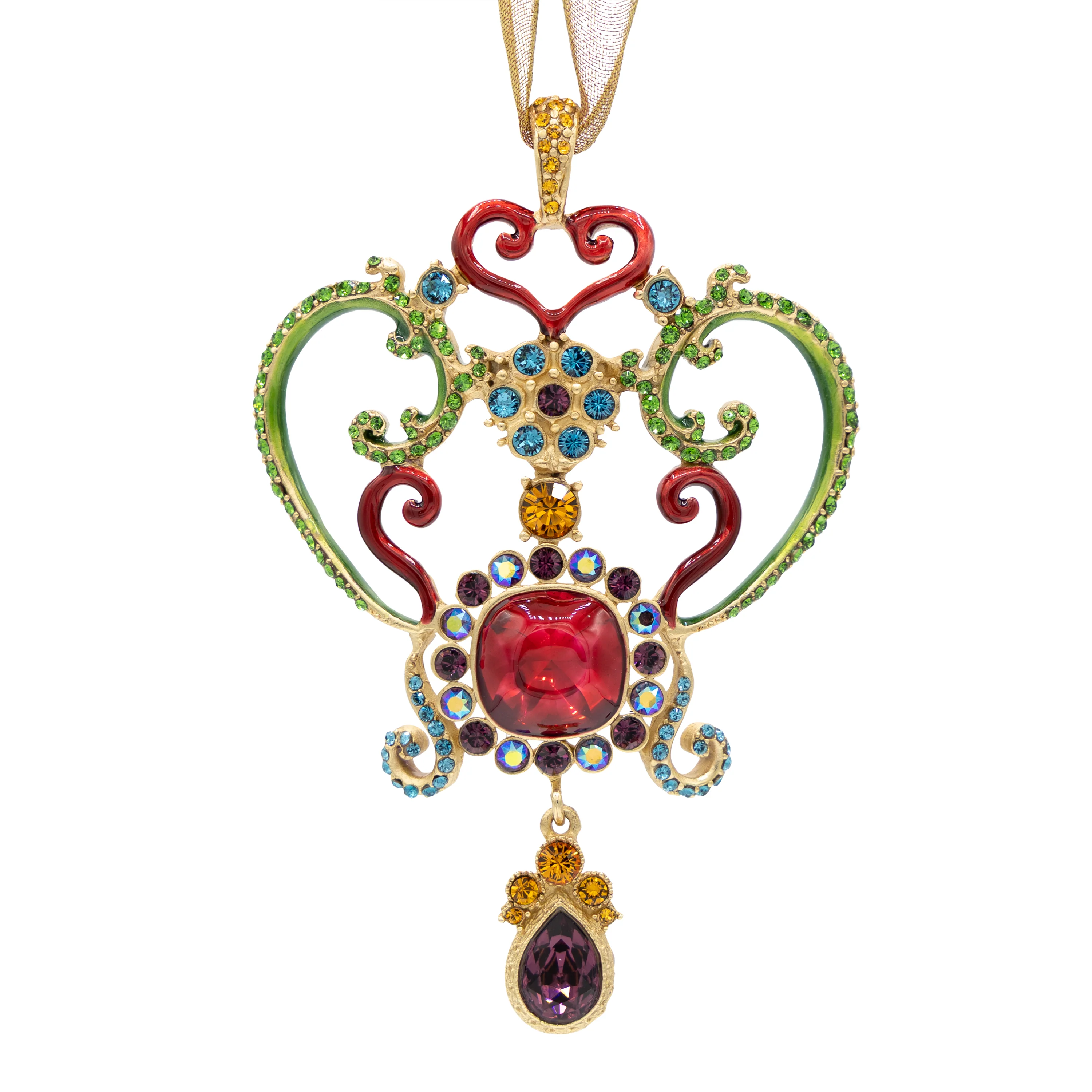 Jay Strongwater 2025 Annual Holiday Metal Ornament – Cranberry & Bayou Blue Collection SKU: SDH20111-250