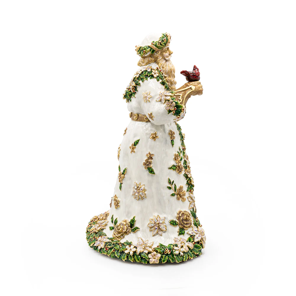 Jay Strongwater Floral Santa Claus Statue – Golden Robe Christmas Figurine SKU: SDH2608-232