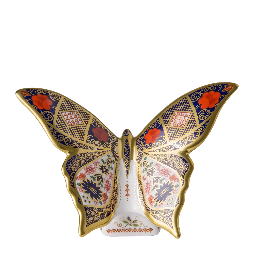 Royal Crown Derby Old Imari Solid Gold Band Butterfly