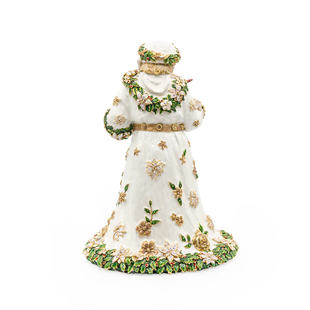 Jay Strongwater Floral Santa Claus Statue – Golden Robe Christmas Figurine SKU: SDH2608-232