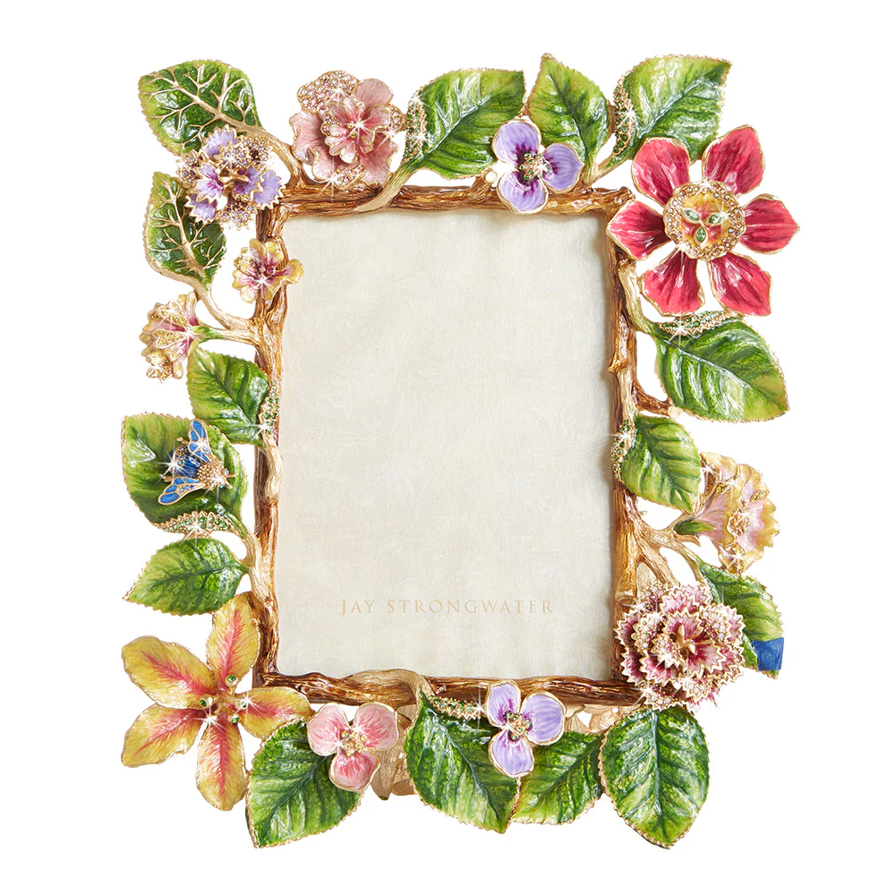 Jay Strongwater Lars Dutch Floral 5" x 7" Frame - Flora