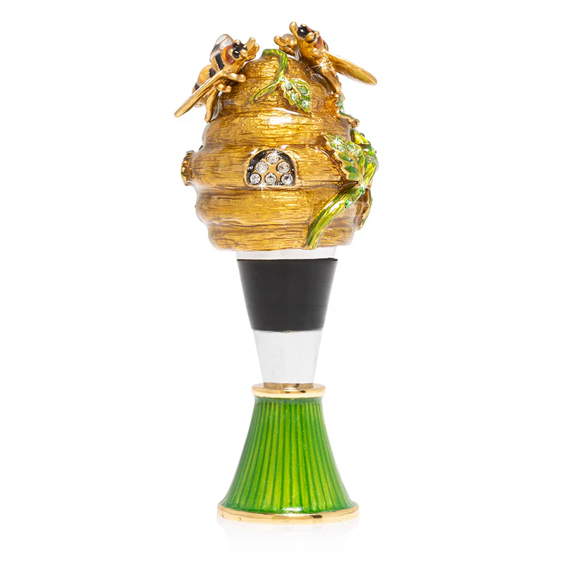 Jay Strongwater Mead Beehive Wine Stopper & Stand