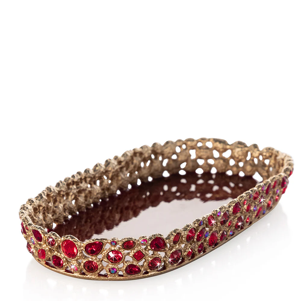 Jay Strongwater Julius Bejeweled Tray Ruby