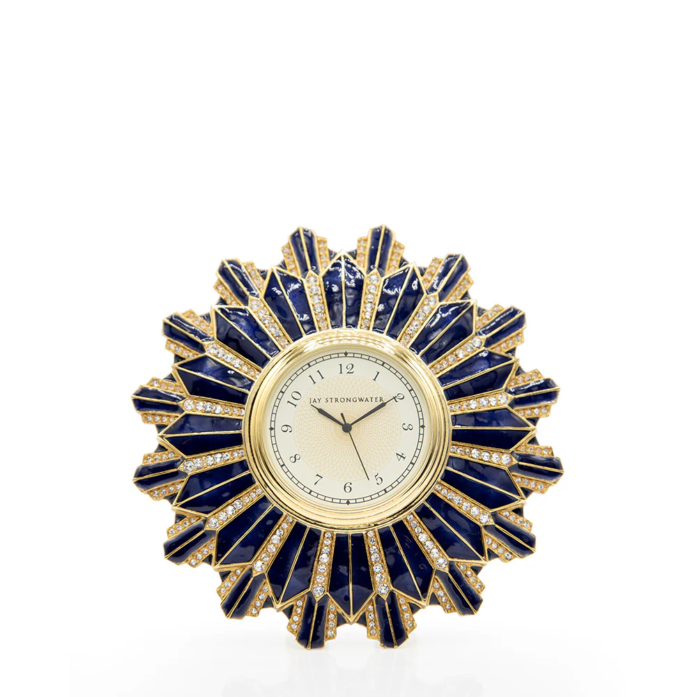 Jay Strongwater Clarence Art Deco Clock Delft Garden
