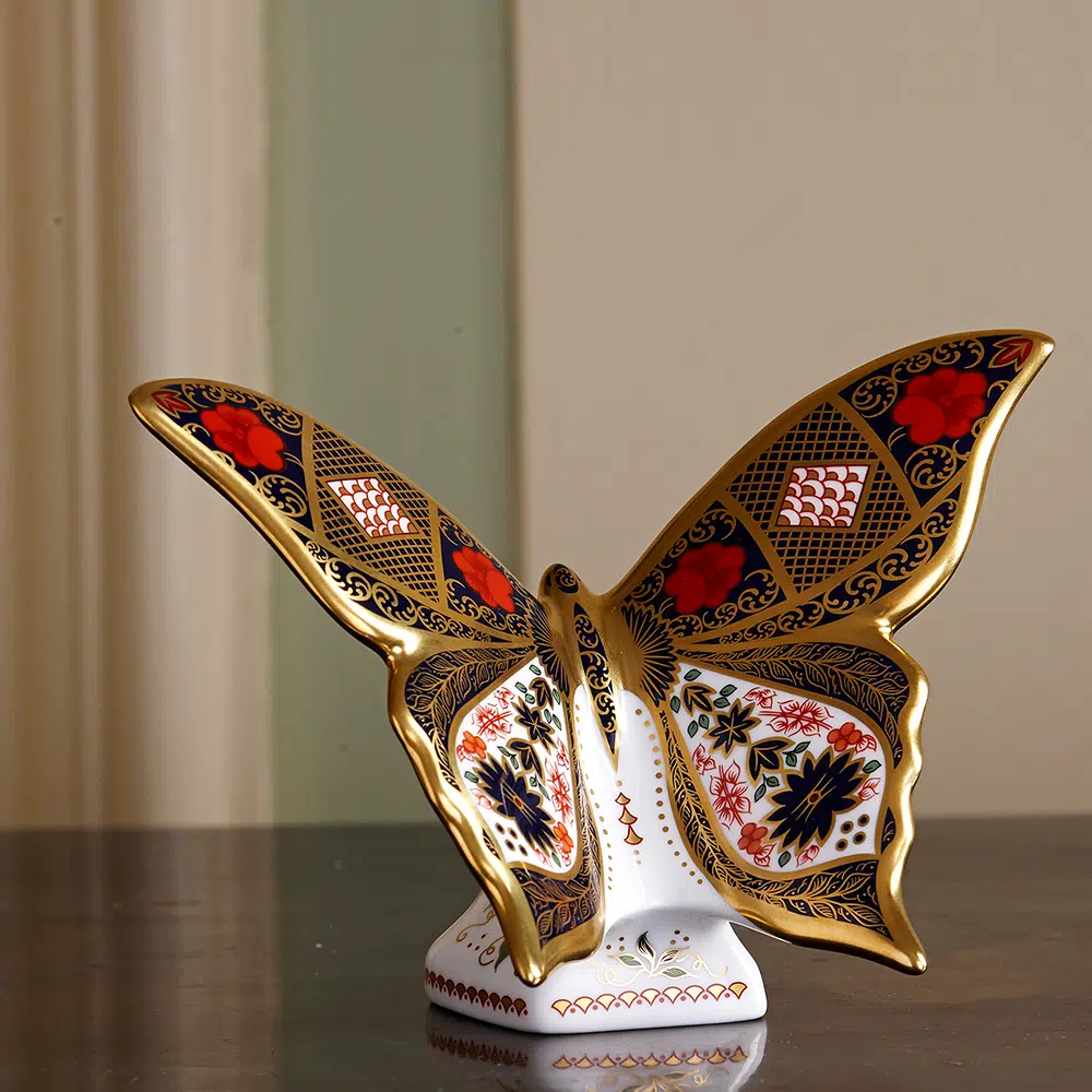 Royal Crown Derby Old Imari Solid Gold Band Butterfly