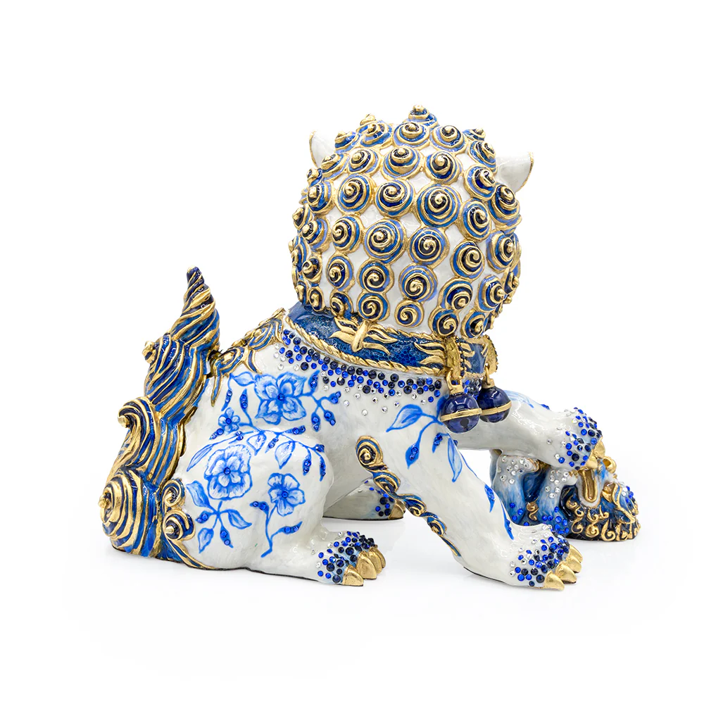 Jay Strongwater Yin Foo Dog Chinoiserie Figurine – Handcrafted Art with Over 690 Crystals SKU: SDH2610-253
