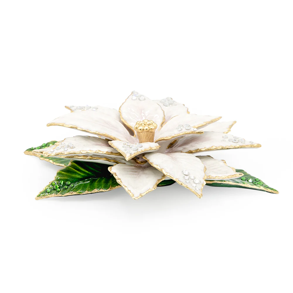 Jay Strongwater White Poinsettia Objet – Holiday Decorative Art Piece SKU: SDH1967-232
