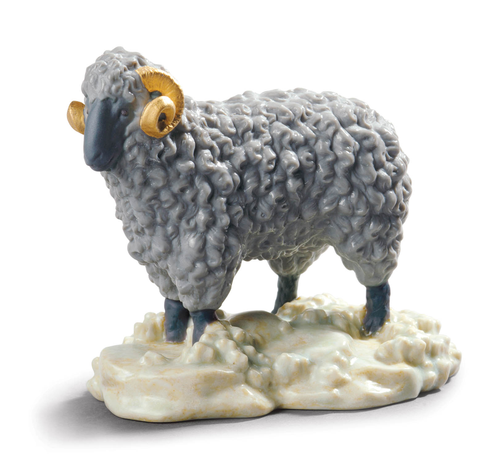 Lladro “The Goat – Mini” Figurine (SKU: 01045145) – Chinese Zodiac Ram – Matte Porcelain with Gold Lustre – Retired 2025