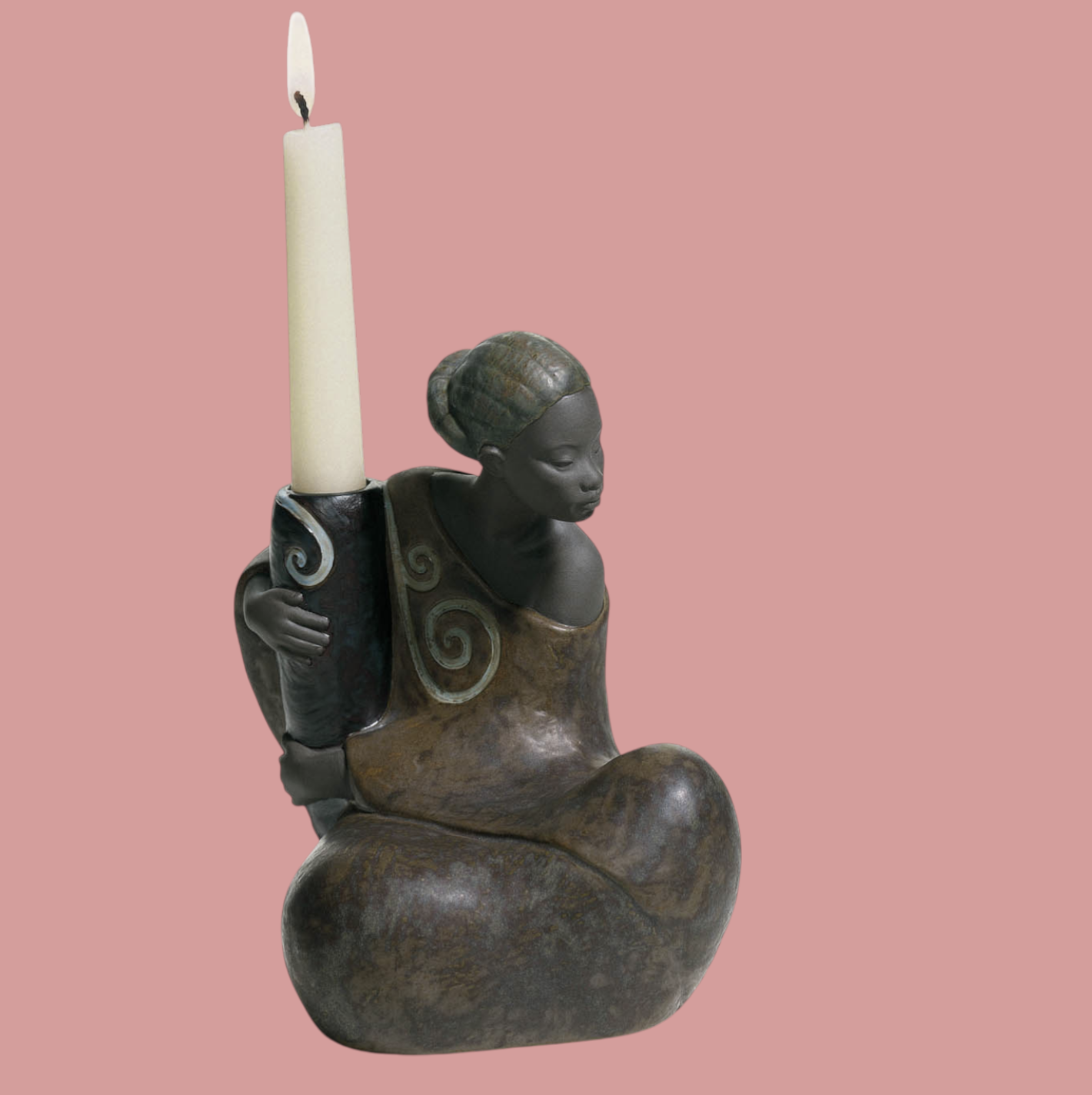 Lladro Woman with Jar Candleholder Pulse of Africa Stoneware Figurine 01012500