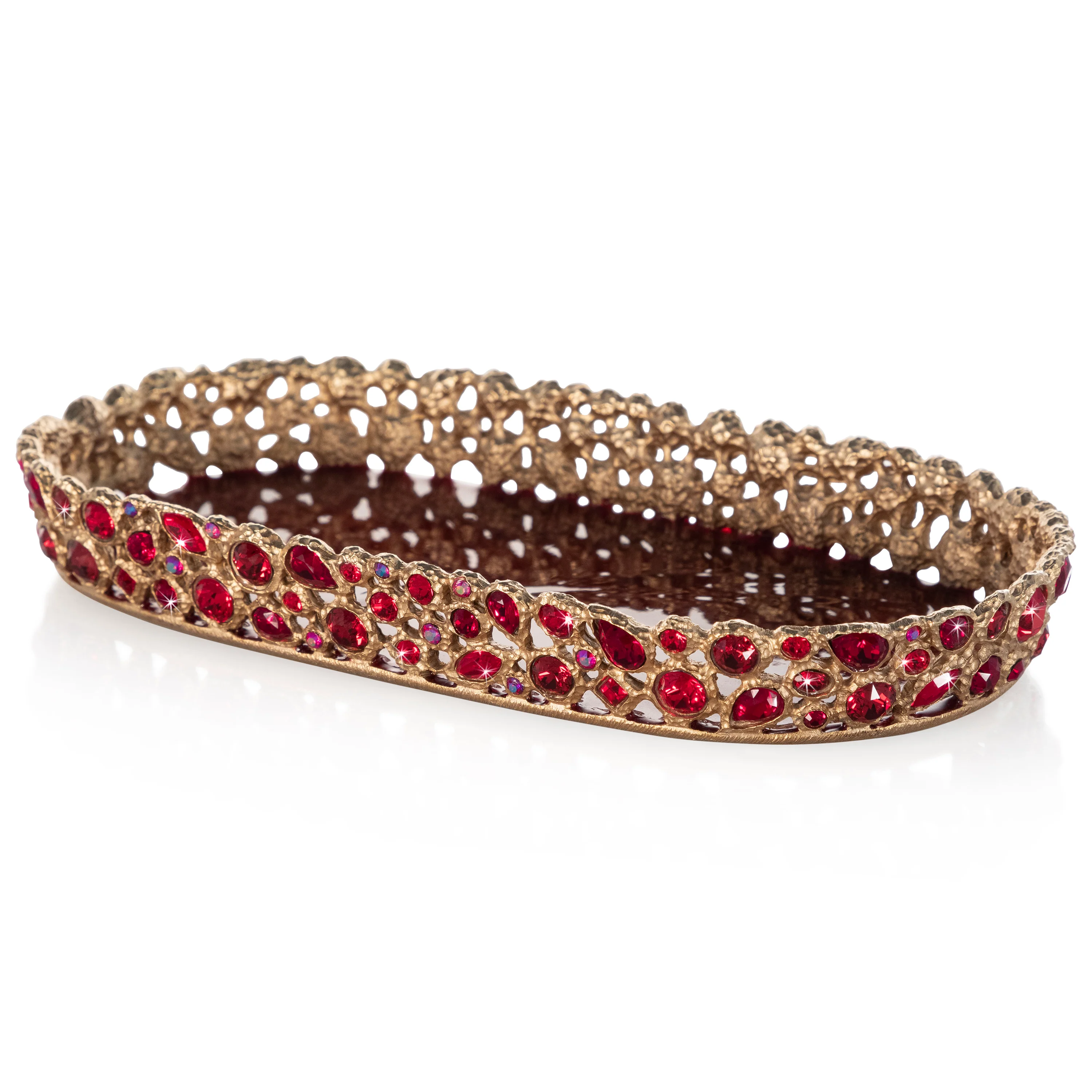 Jay Strongwater Julius Bejeweled Tray Ruby