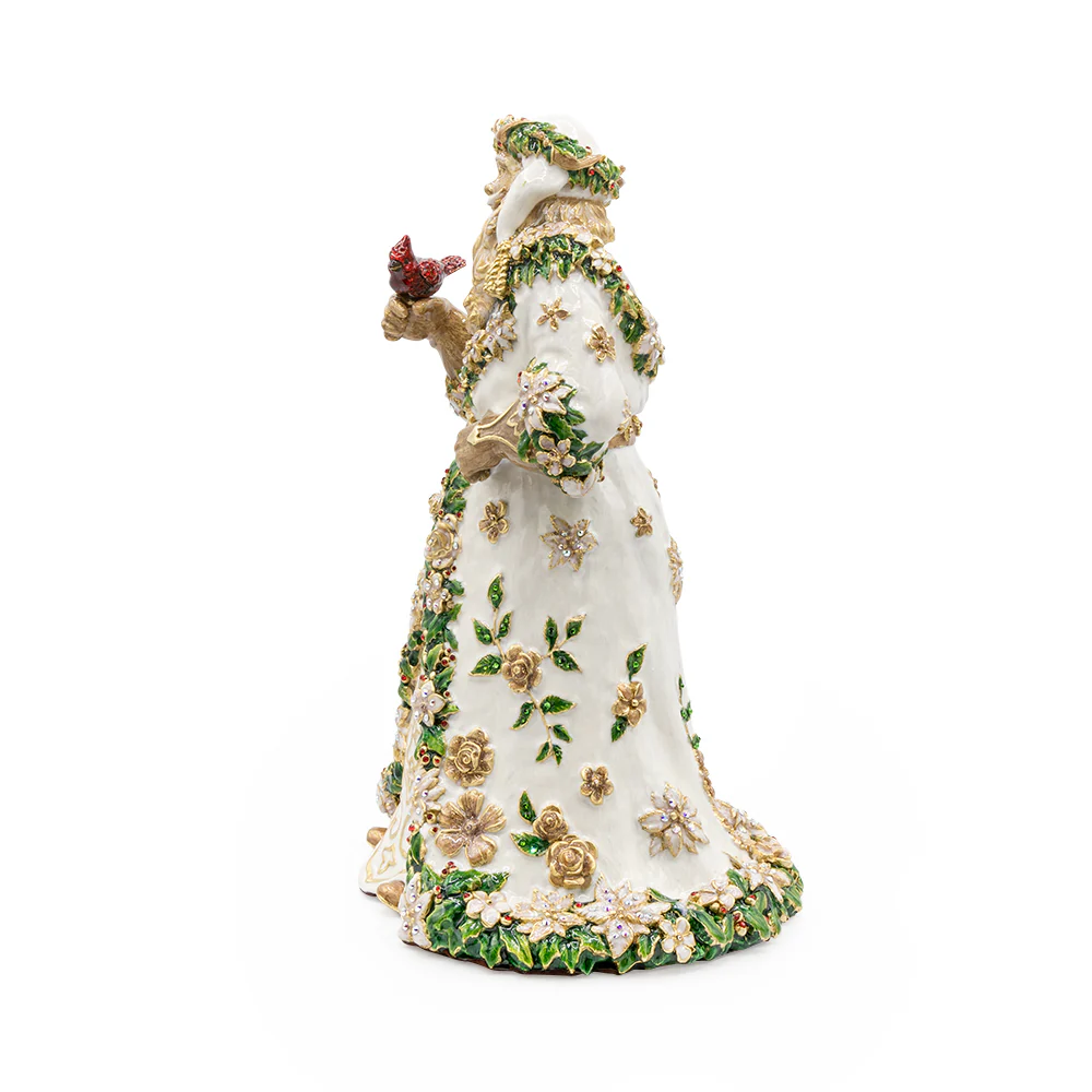 Jay Strongwater Floral Santa Claus Statue – Golden Robe Christmas Figurine SKU: SDH2608-232