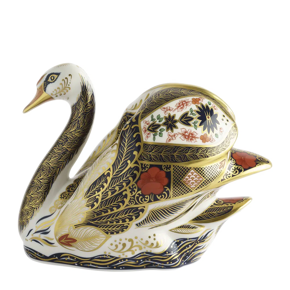 Royal Crown Derby Old Imari Solid Gold Band Swan