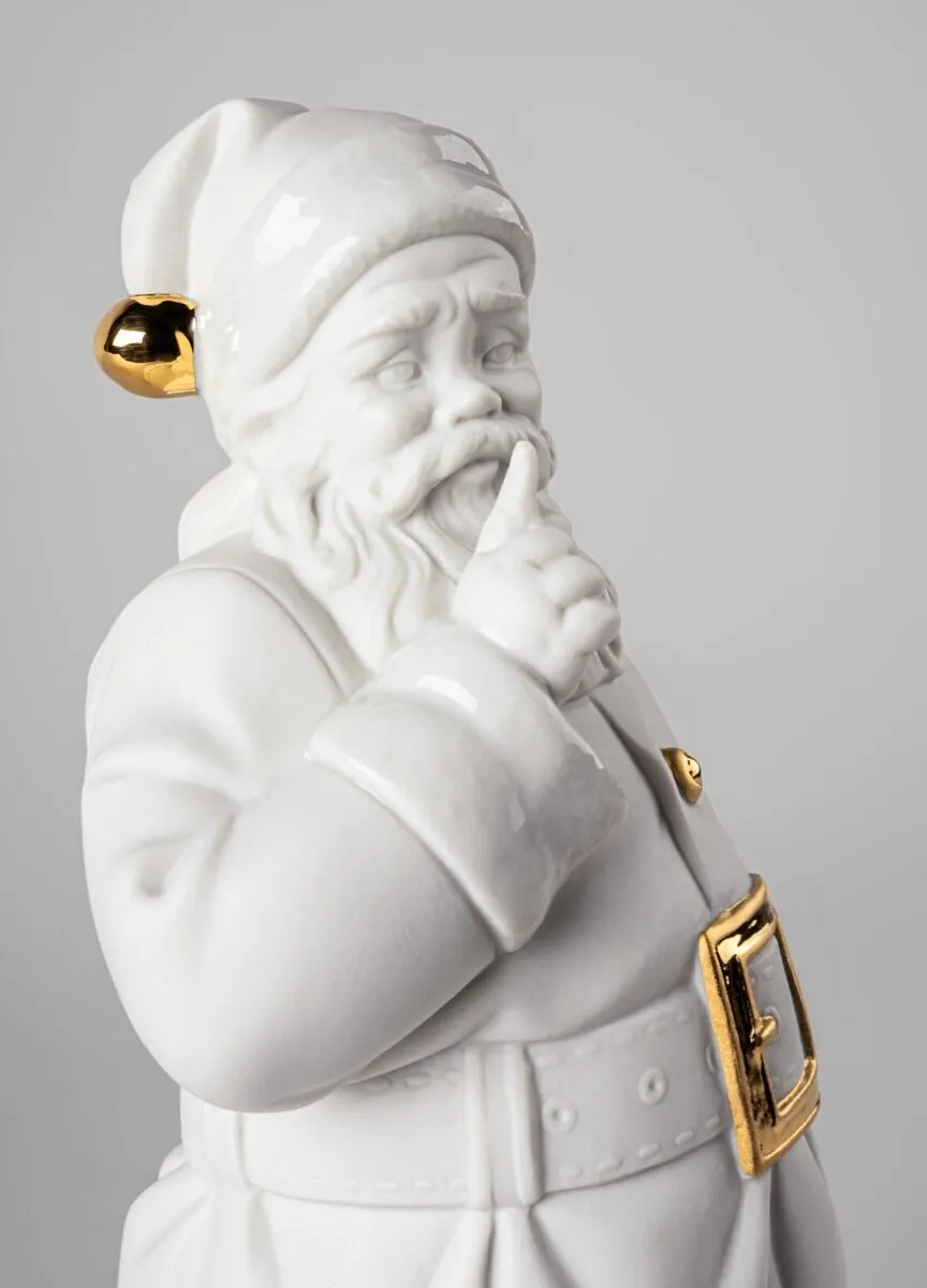Lladró Santa Is Here Sculpture – White & Gold Edition (01009734)