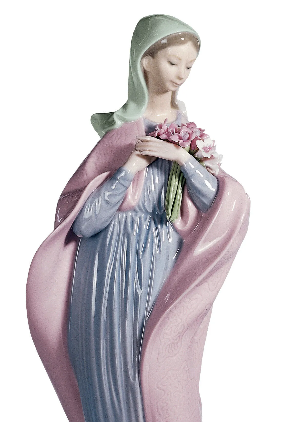 Lladró Our Lady with Flowers Figurine 01005171 | Virgin Mary Porcelain Statue | Handcrafted in Spain | Brand New  Reference: 01005171