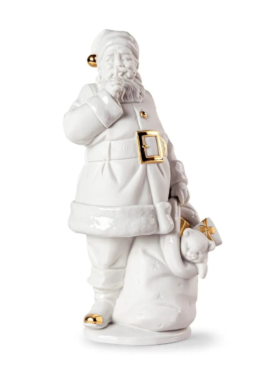 Lladró Santa Is Here Sculpture – White & Gold Edition (01009734)