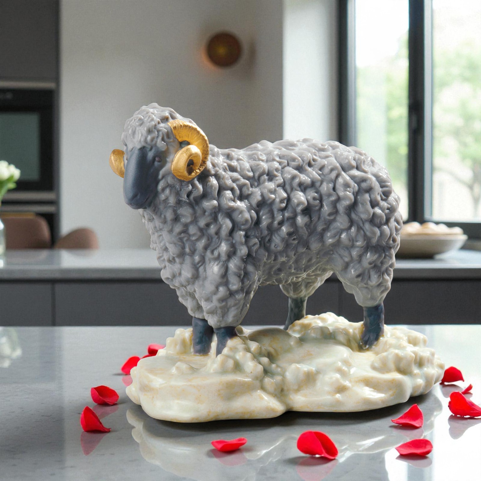 Lladro “The Goat – Mini” Figurine (SKU: 01045145) – Chinese Zodiac Ram – Matte Porcelain with Gold Lustre – Retired 2025