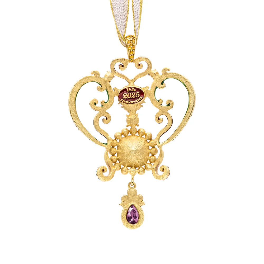 Jay Strongwater 2025 Annual Holiday Metal Ornament – Cranberry & Bayou Blue Collection SKU: SDH20111-250