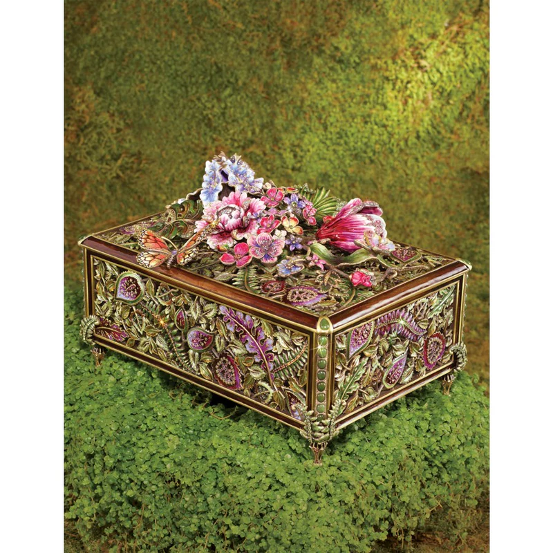 Jay Strongwater Genevieve Grand Floral Chest Flora & Fauna Box SDH7317-456