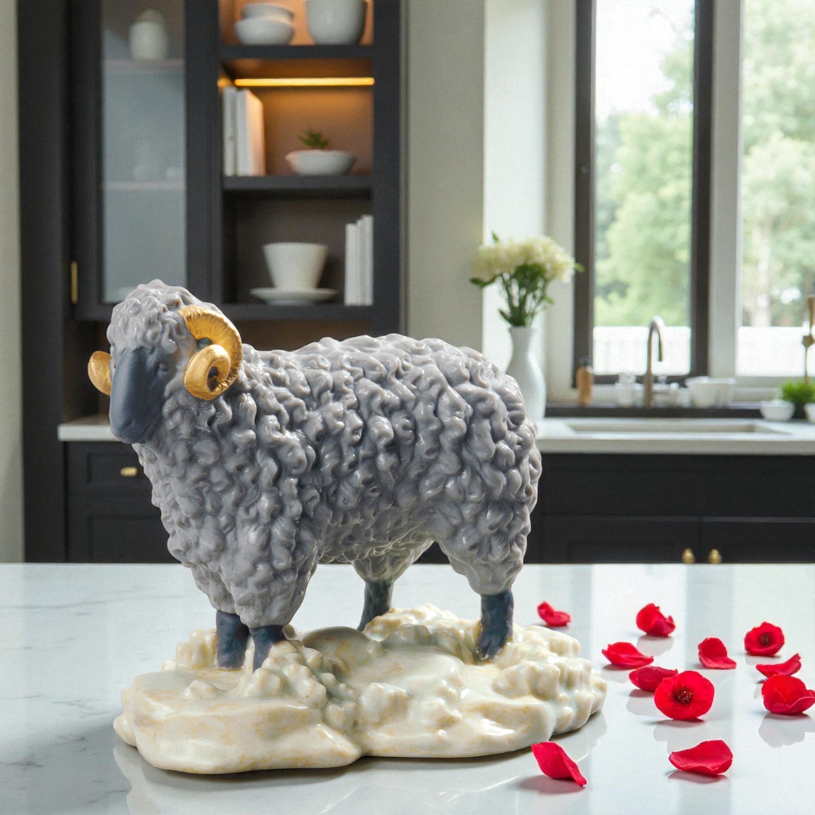 Lladro “The Goat – Mini” Figurine (SKU: 01045145) – Chinese Zodiac Ram – Matte Porcelain with Gold Lustre – Retired 2025