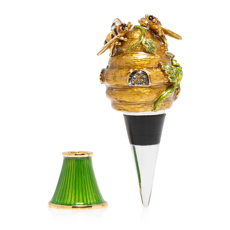Jay Strongwater Mead Beehive Wine Stopper & Stand