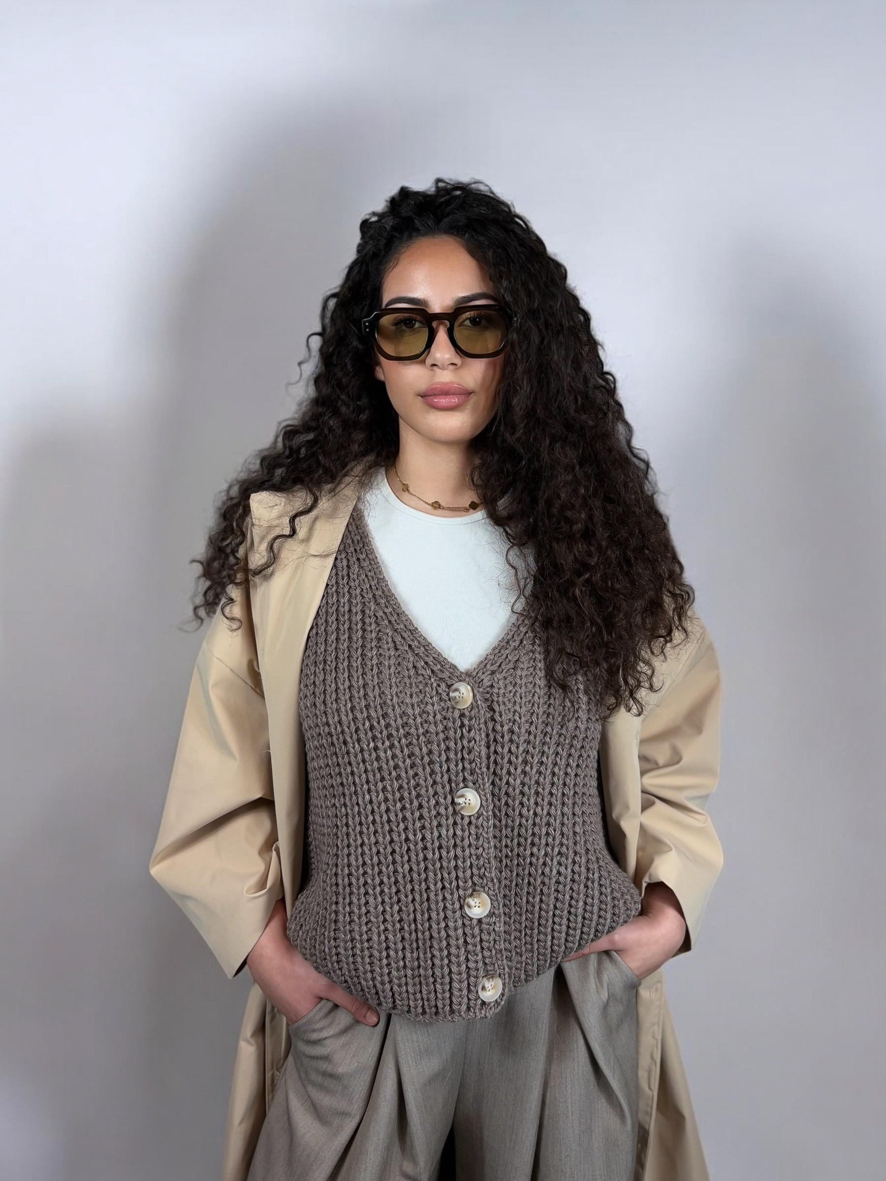 GILET SANS MANCHES MARRON