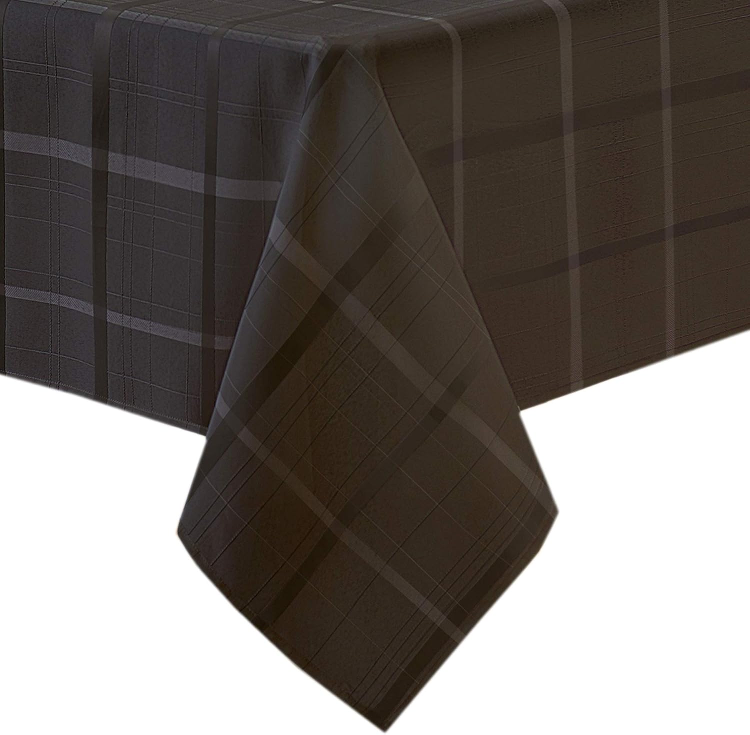 60 x 84 Inch Rectangle Fabric Tablecloth, Elegance Plaid, 100% Polyester, No Iron Soil Resistant Dining Room, Party and Banquet Table Cover, Solid Textured, Black