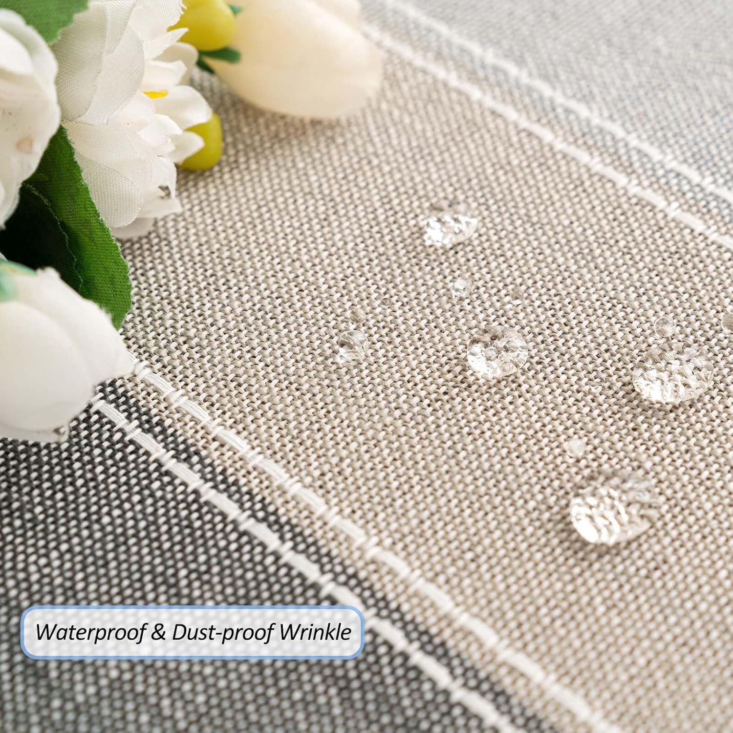 Table Cloth Rectangle Table Cloths Rustic Farmhouse Tablecloth Cotton Linen Waterproof Embroidery Fabric Table Cover for Indoor Outdoor Dinning Tabletop Decoration-Grey Macarons-54 x86