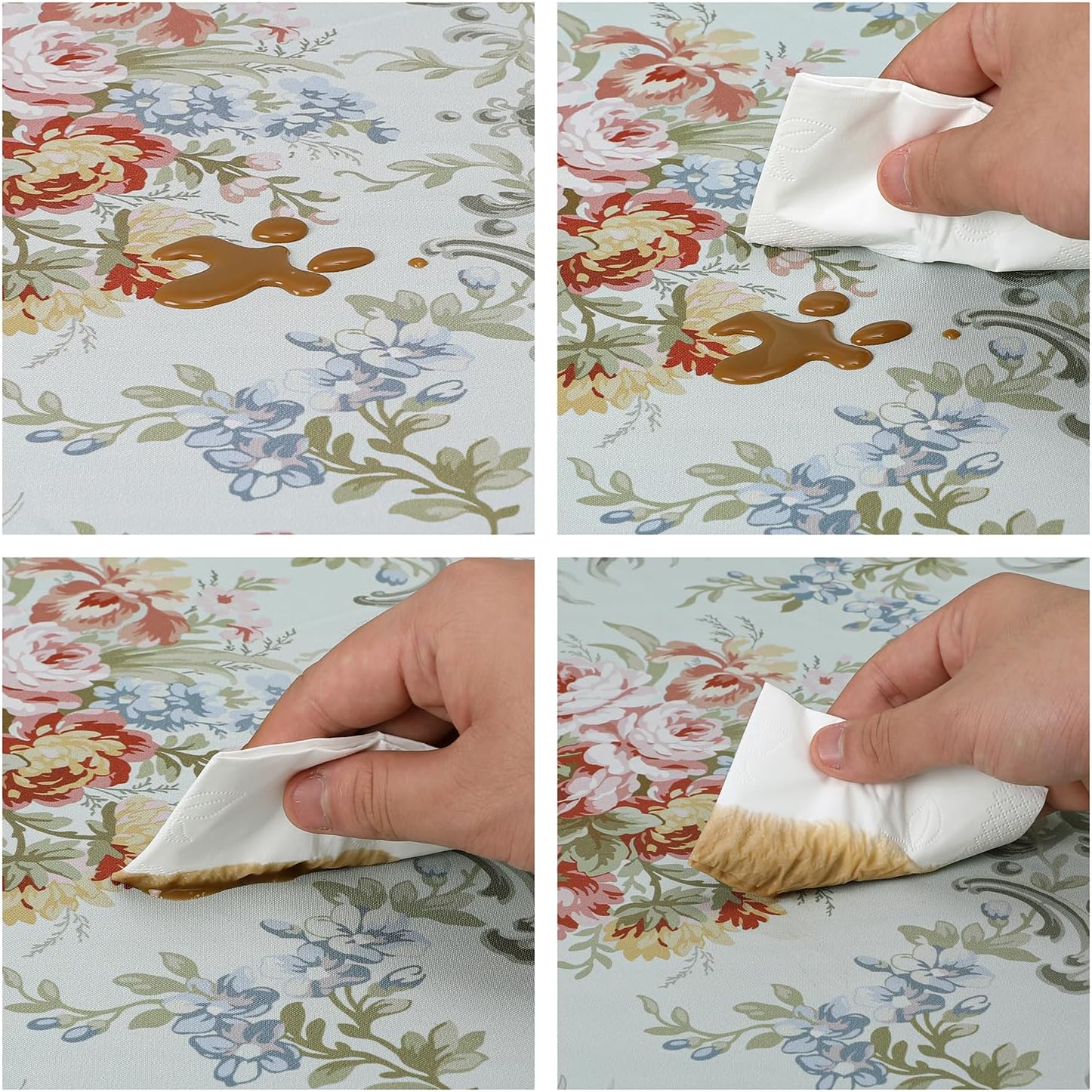 Tablecloth Decorative Vintage Floral Print Table Cloth Rectangle Water Resistant and Washable Table Cover for Outdoor Dining, Kitchen,Holiday 60 Inch by 84 Inch