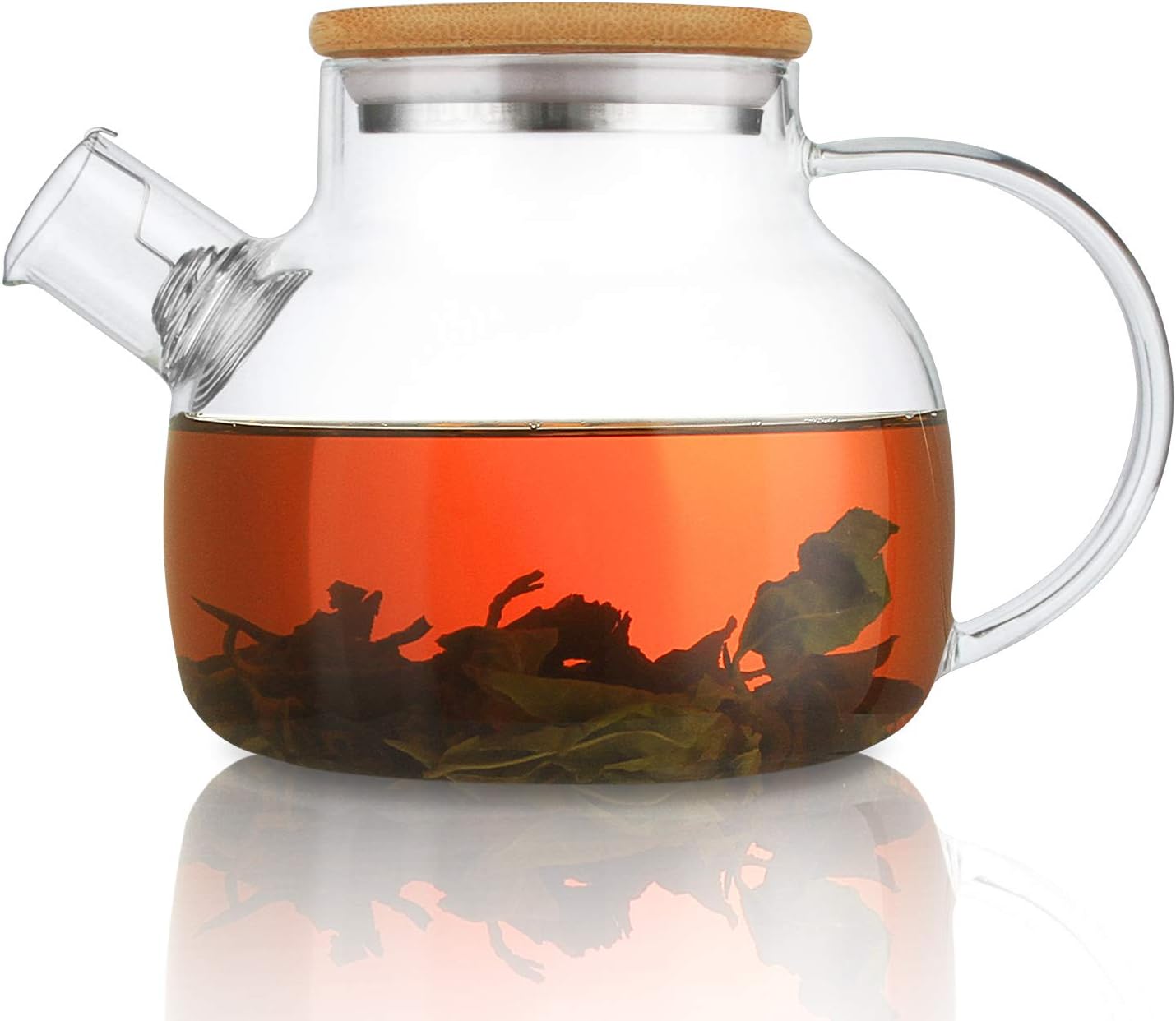 Glass Teapot Stovetop Safe,30.4oz Clear Teapots with Removable Filter Spout,Teapot for Loose Leaf and Blooming Tea