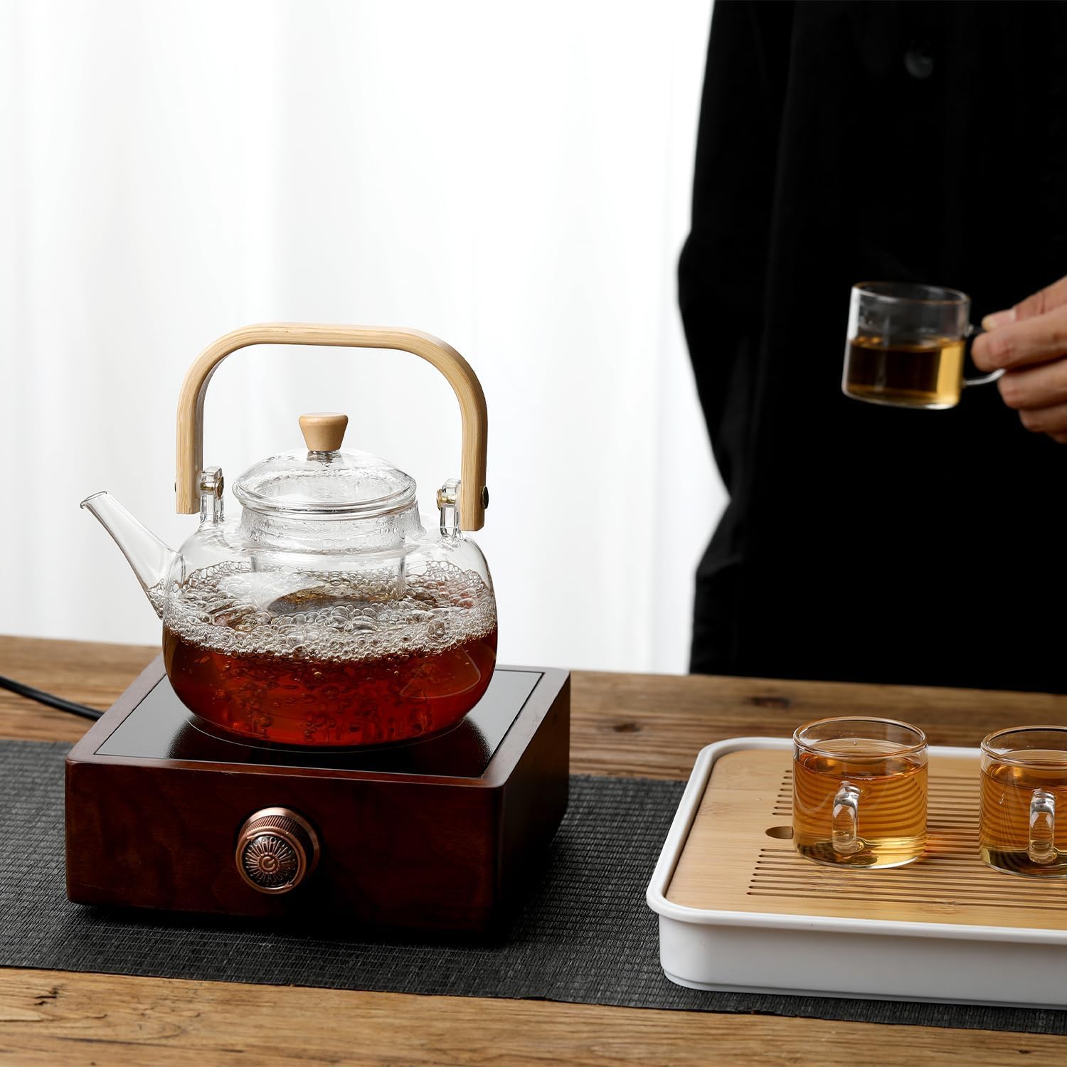 Glass Tea Kettle with Removable Infuser,Stovetop Safe, Glass Teapot 1000 ml 33 oz, Tea Pot with Infusers for Loose Tea, Gift for Women and Adult