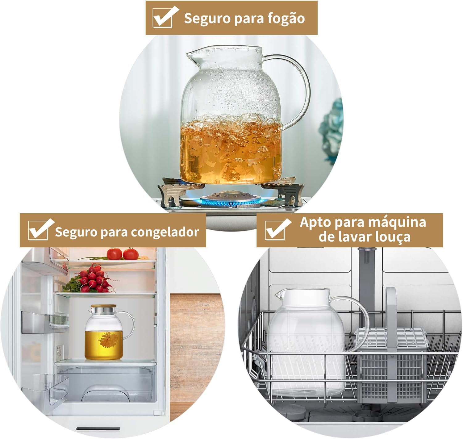 Large Glass Teapot with Infuser, Stovetop Safe, Thickened Heat Resistant Borosilicate Glass, 68 fl oz Glass Tea Kettle with Bamboo Lid