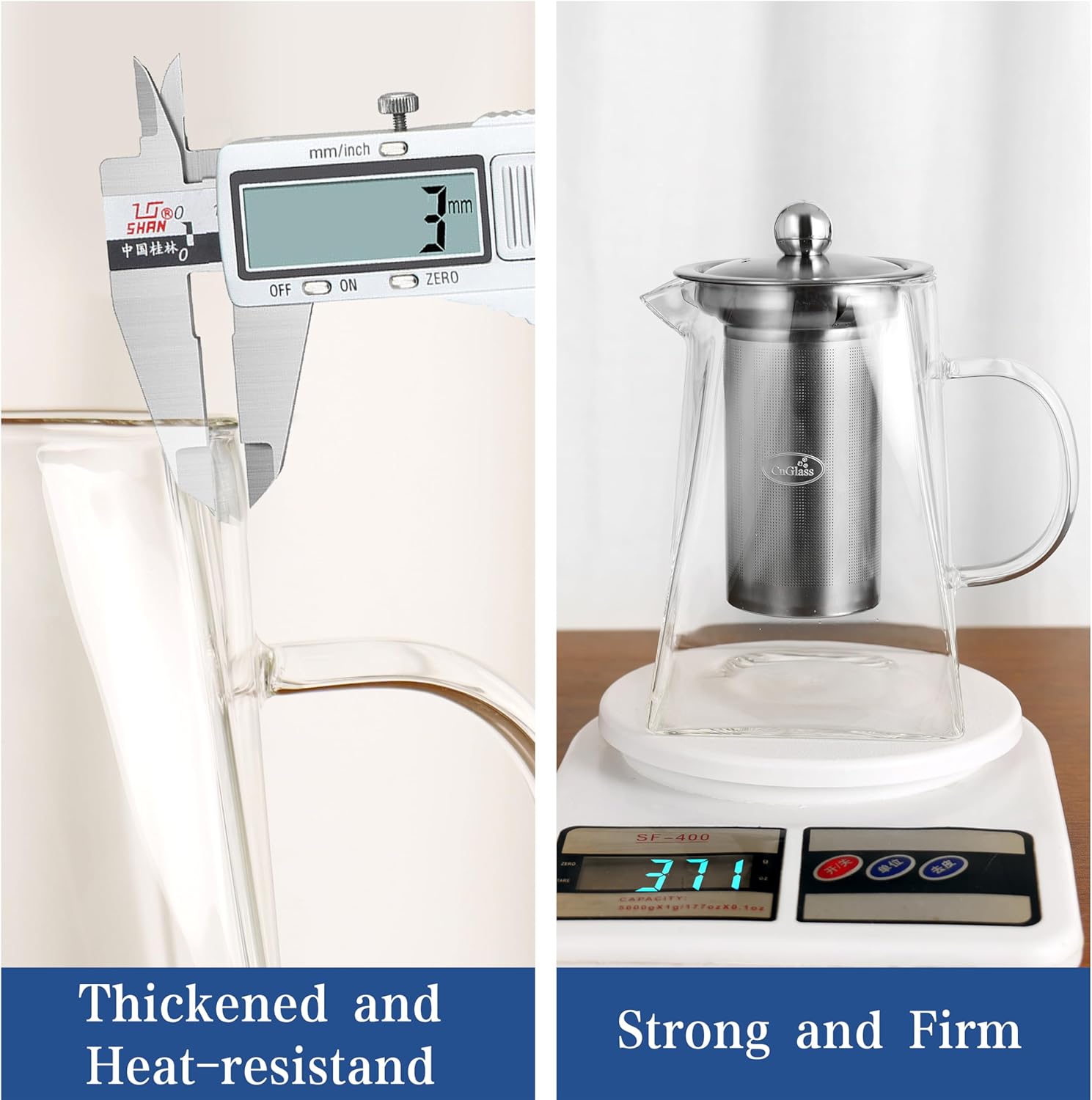 Glass Teapot with Infuser,31oz Clear Glass Tea Kettle with Removable Stainless Steel Strainer,Stovetop Safe Glass Teapot for Blooming and Loose Leaf Tea
