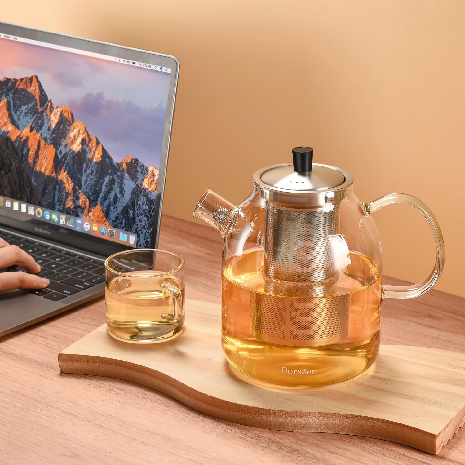 1500ml Glass Teapot with Infuser and Lid, 50oz Stovetop Safe Borosilicate Glass Tea Kettle with Removable Infuser for Loose Leaf Tea, Herbal Tea, Fruit Tea, Blooming Tea. Clear Glass Pots