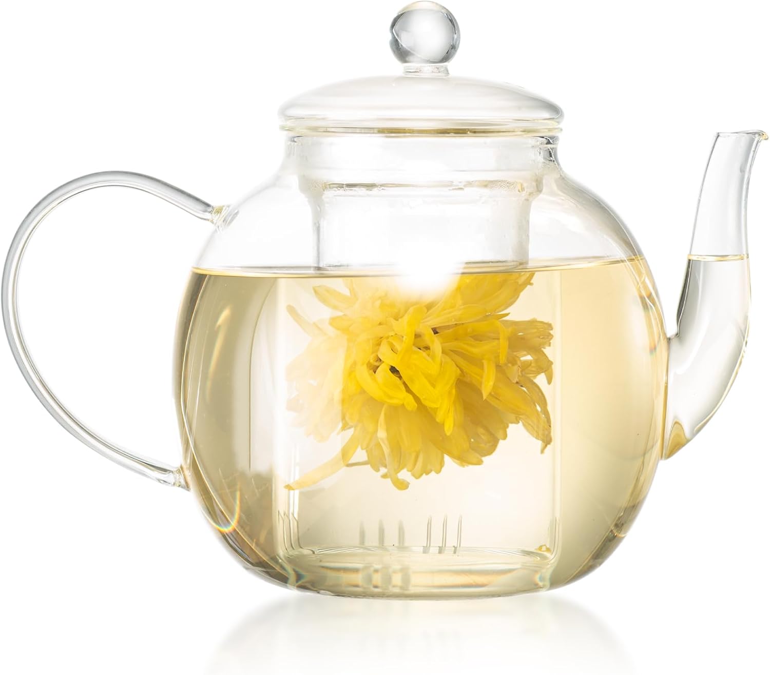 1530 ml/52 oz Glass Teapot with Removable Infuser, Clear Tea Kettle Stovetop Safe for Loose Leaf and Blooming Tea