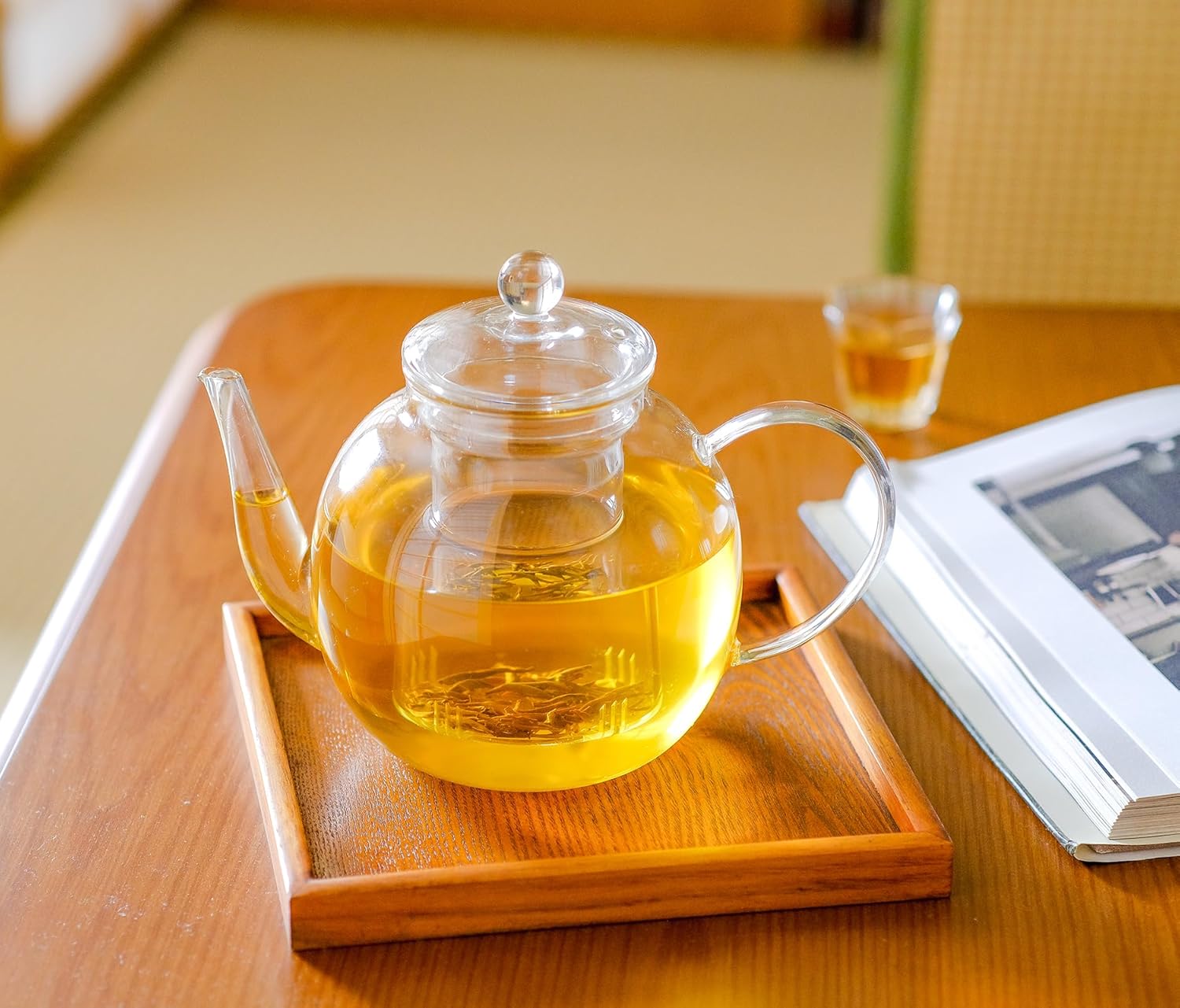 1530 ml/52 oz Glass Teapot with Removable Infuser, Clear Tea Kettle Stovetop Safe for Loose Leaf and Blooming Tea