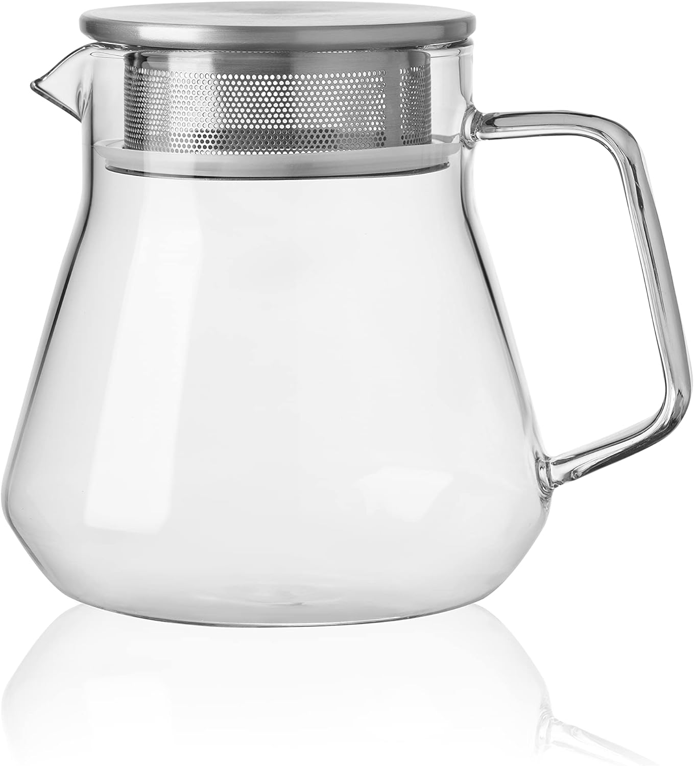 One-Touch Glass Tea Maker,20oz(600ml) Glass Teapot and Kettle with Stainless Steel Filter Lid,Borosilicate Glass Tea Pot for Loose Leaf Tea