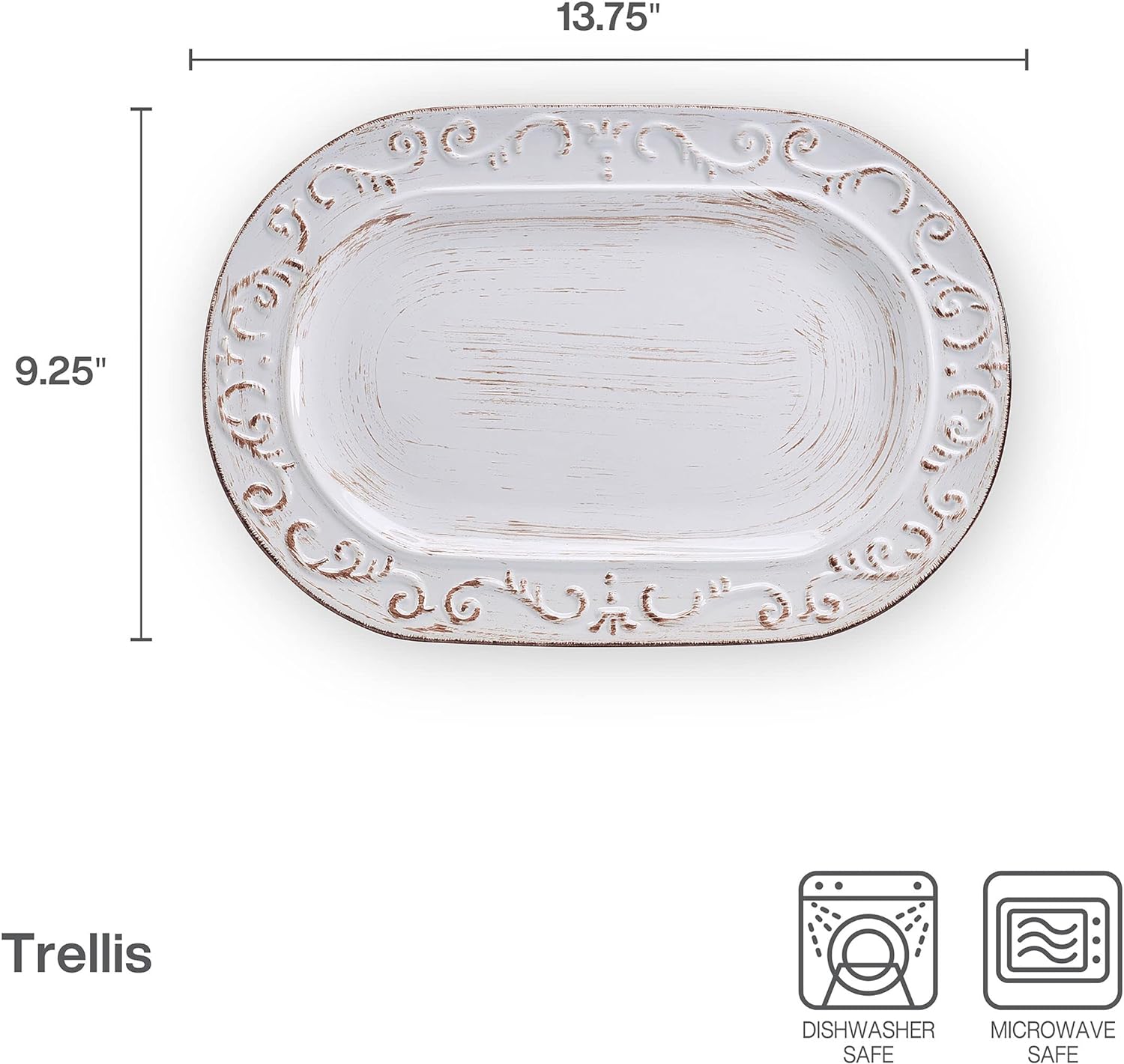 Trellis Serving Platter, 13.75 inch, White