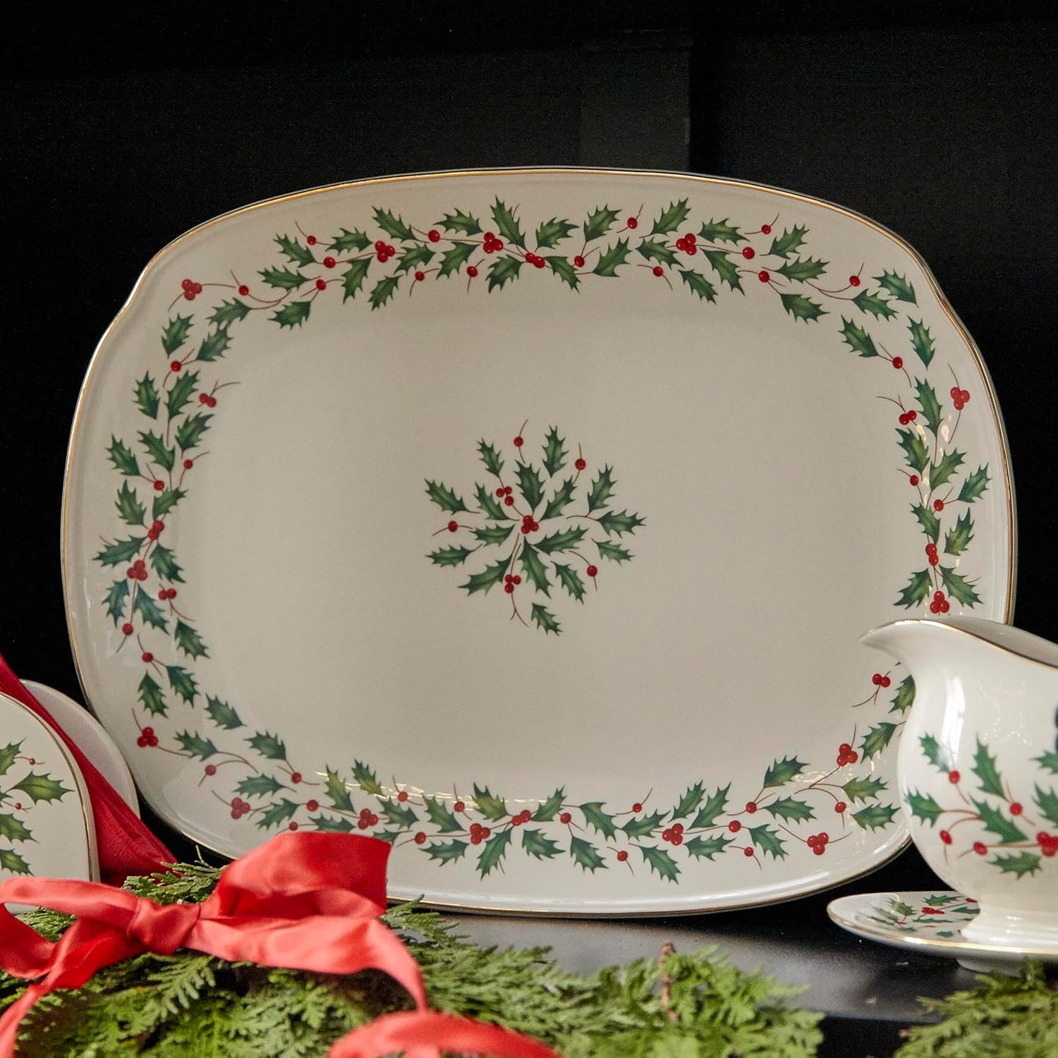 Serving Platter, 4.05 LB, Red & Green