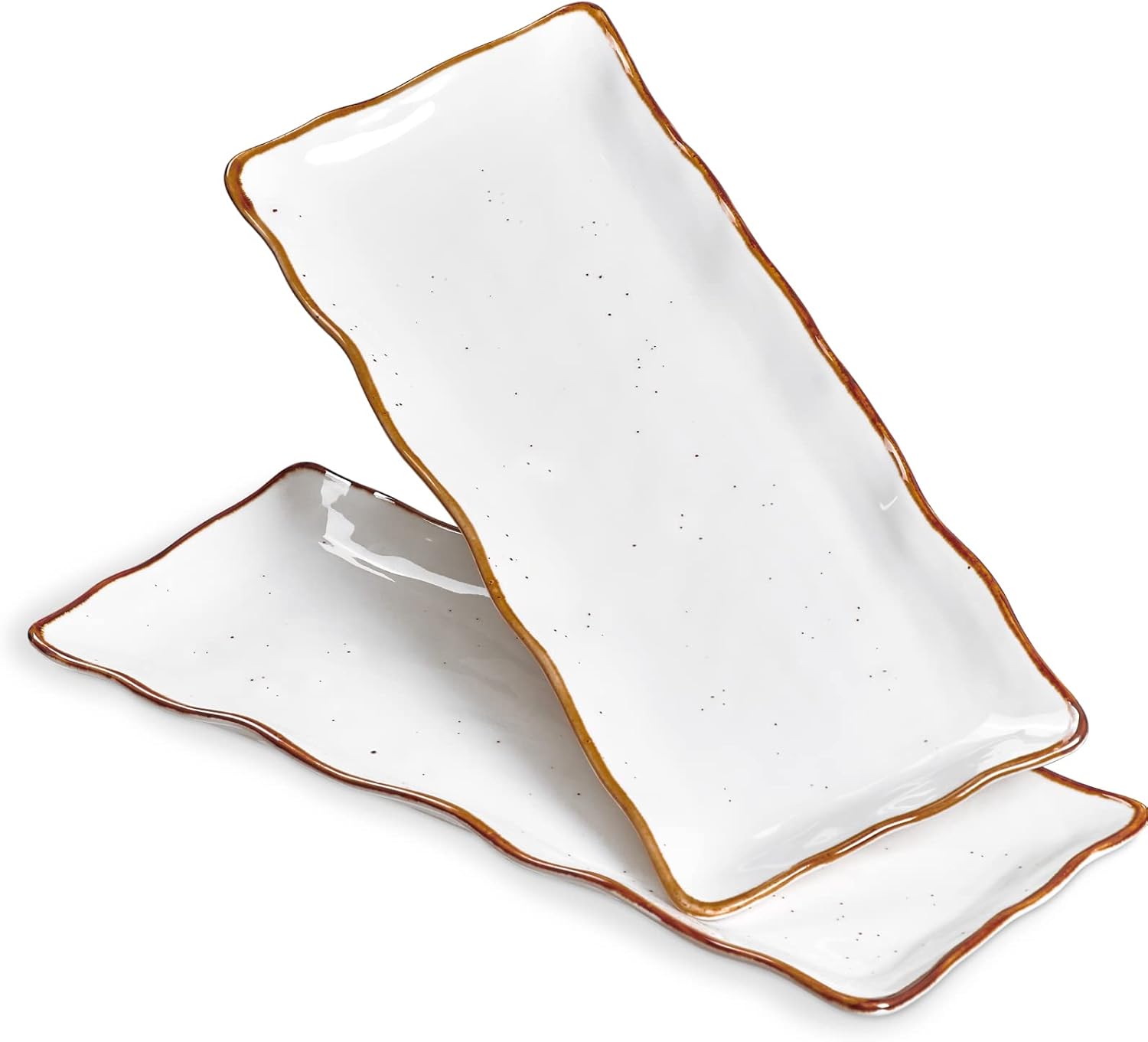 Large Serving Platters, 15 inch Serving Plates Set of 2, Ceramic Platters for Serving Food, Oven Safe Serving Trays and Platters for Entertaining Party, Creamy White