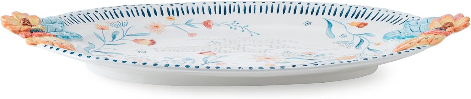 Gracie Floral Serving Platter, 19 Inch