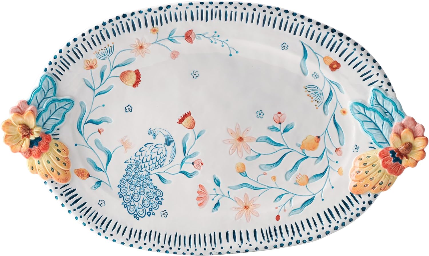 Gracie Floral Serving Platter, 19 Inch