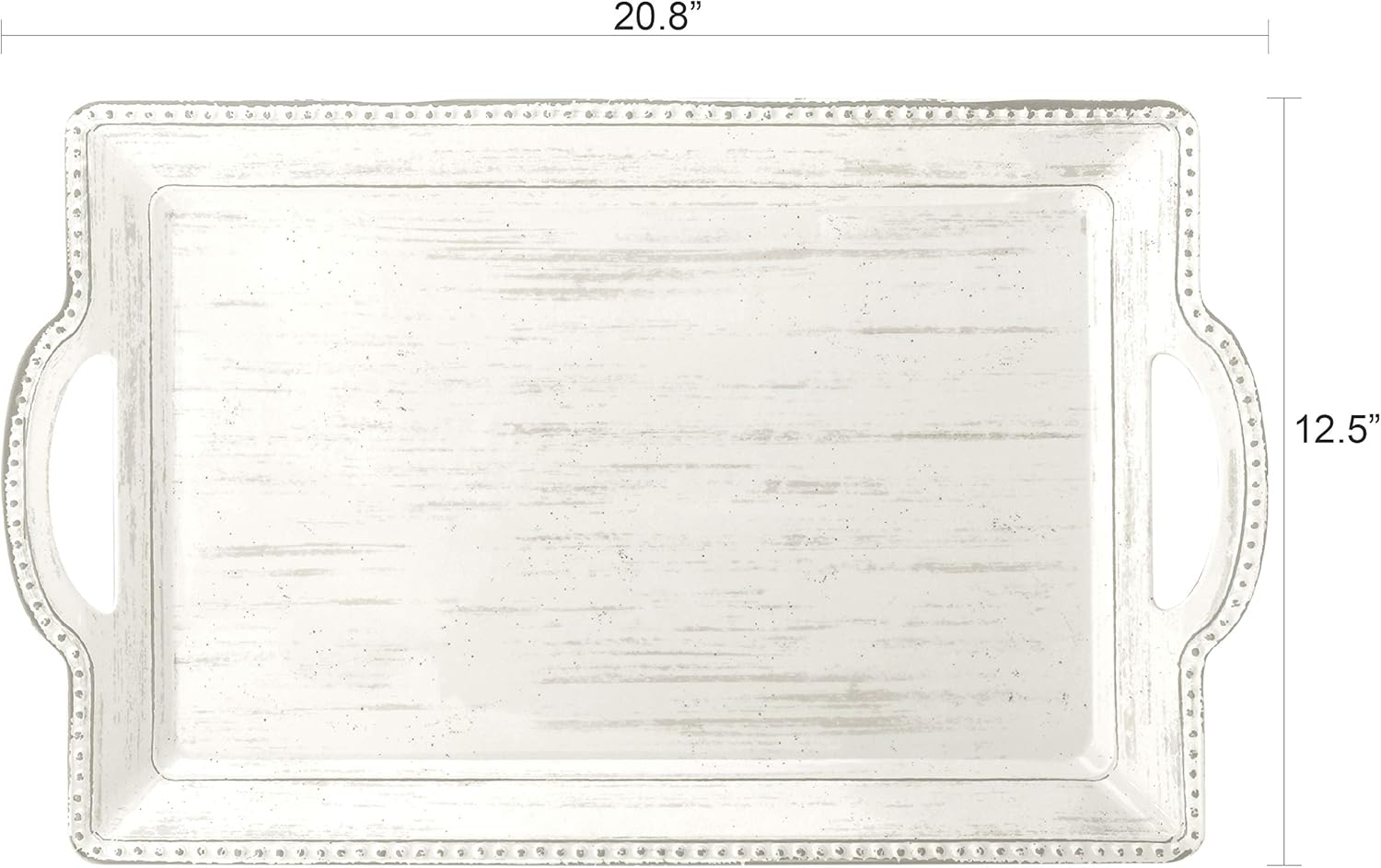 Melamine Serving Tray with Handles, 21 inches, French Country House (Oyster White)