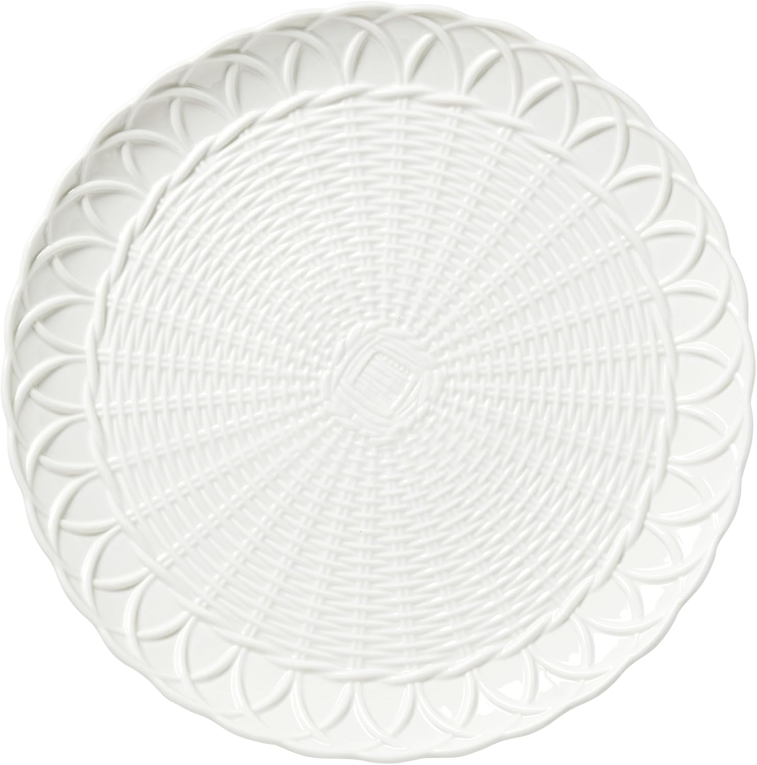 Wicker Creek Round Platter,White, 4.74