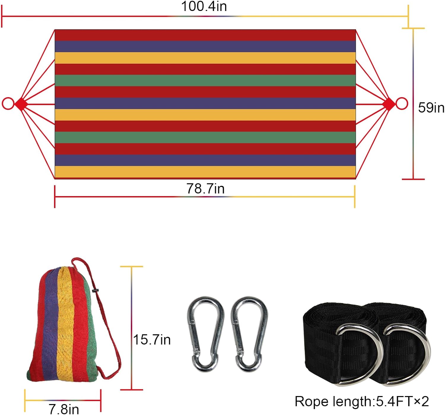 Double Hammock,Cotton Hammock Portable Hammock with Carry Bag,Perfect Camping Outdoor/Indoor Patio Backyard